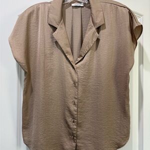 Workshop Republic Clothing Taupe Button-Front Blouse